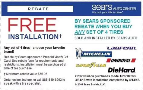 coupons for tires at sears|sears tire installation coupon.